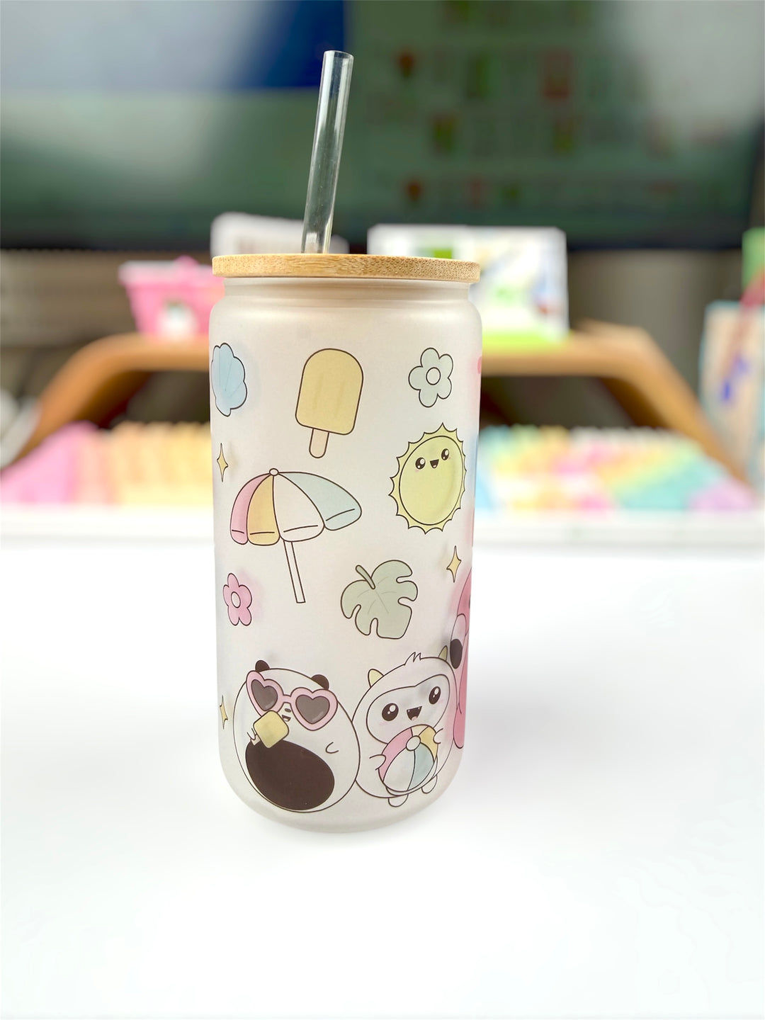 Tiny Pool Energy – 16oz Frosted Glass Tumbler