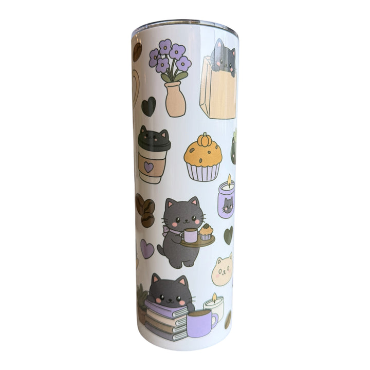 20oz Skinny Insulated Tumbler - Black Cat Cafe
