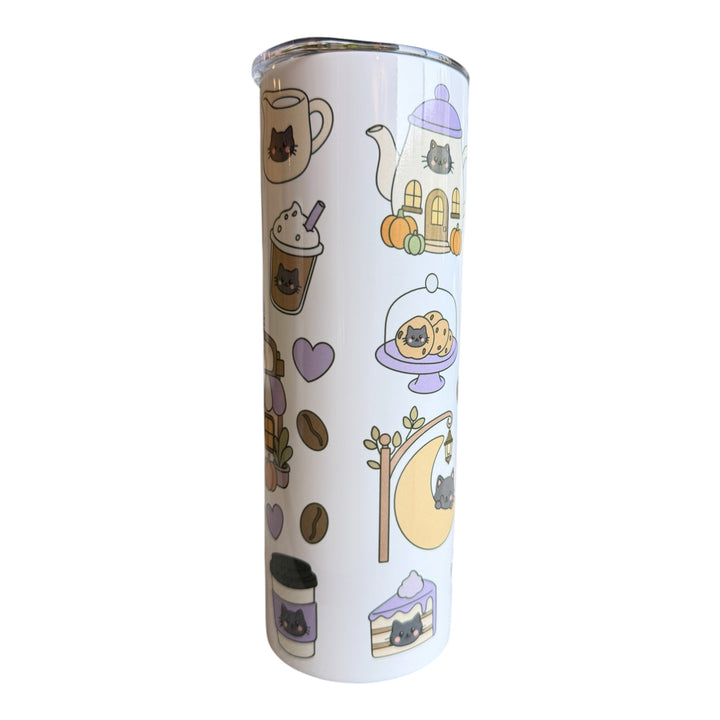 20oz Skinny Insulated Tumbler - Black Cat Cafe