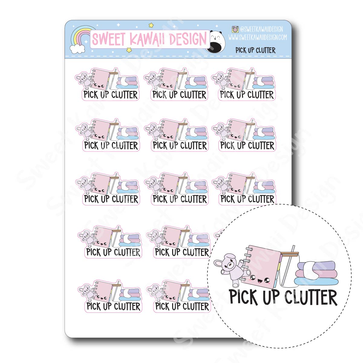 Kawaii Pick Up Clutter Stickers