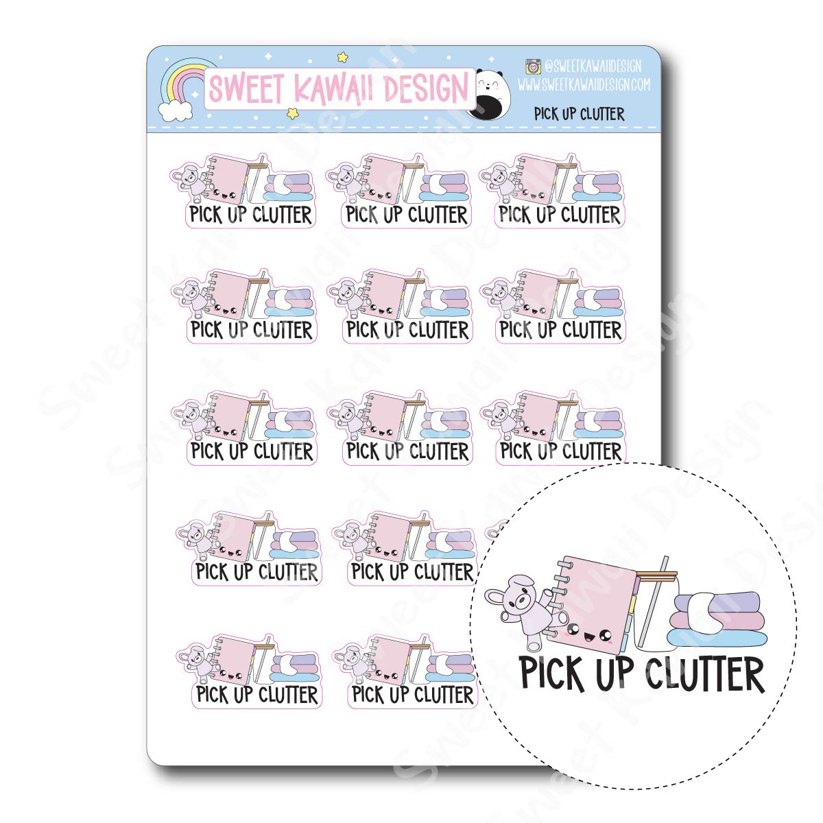 Clutter Stickers Kawaii Pick Up Clutter Stickers – Sweet Kawaii Design