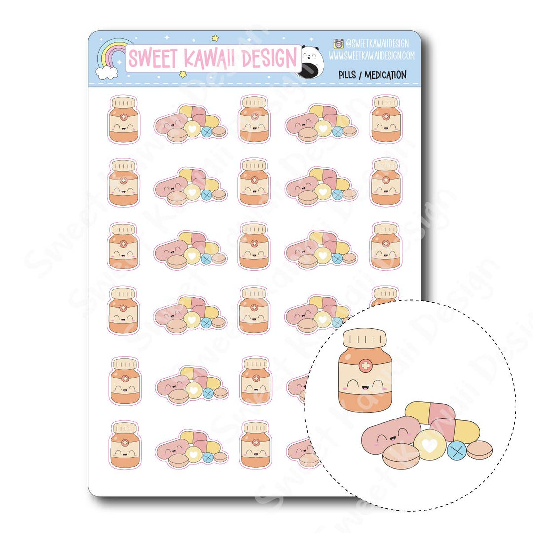 Kawaii Pills/Medication Stickers