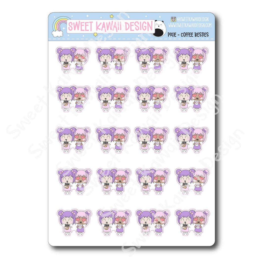 Kawaii Pixie Stickers  - Coffee Besties