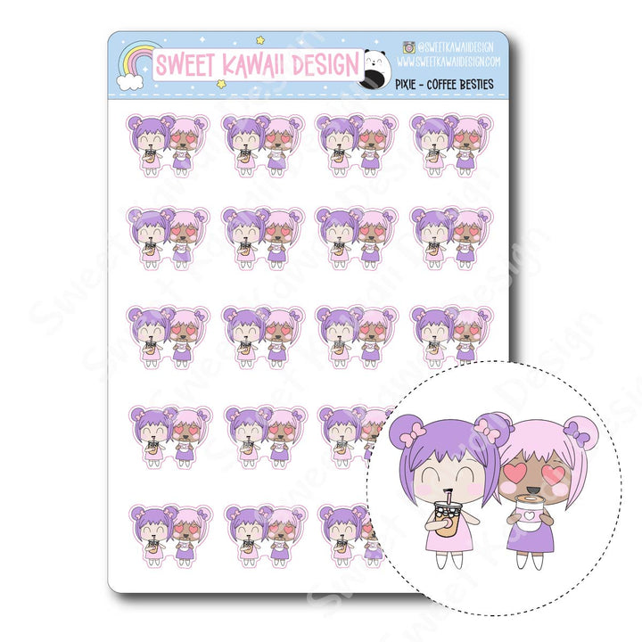 Kawaii Pixie Stickers  - Coffee Besties