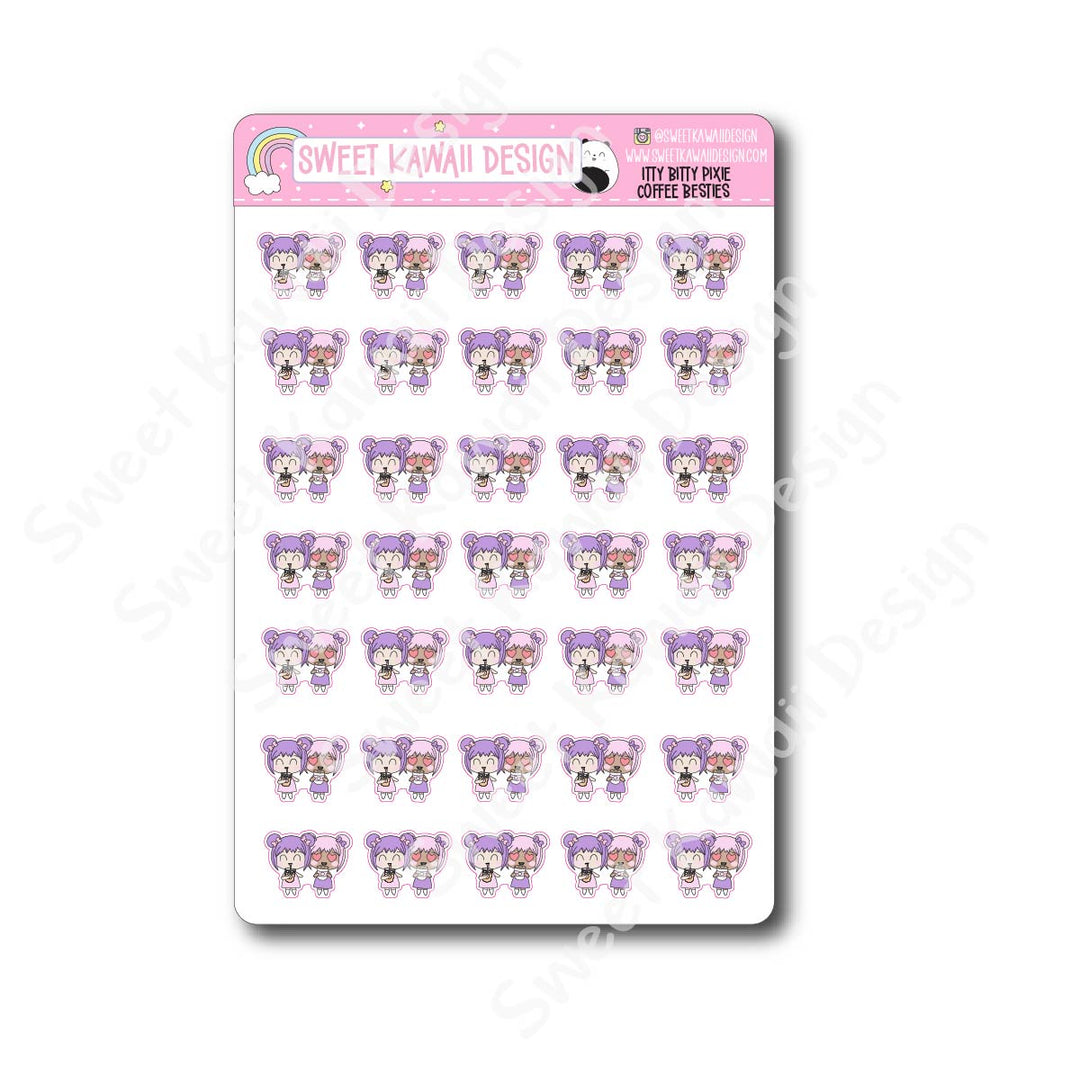 Kawaii Pixie Stickers  - Coffee Besties