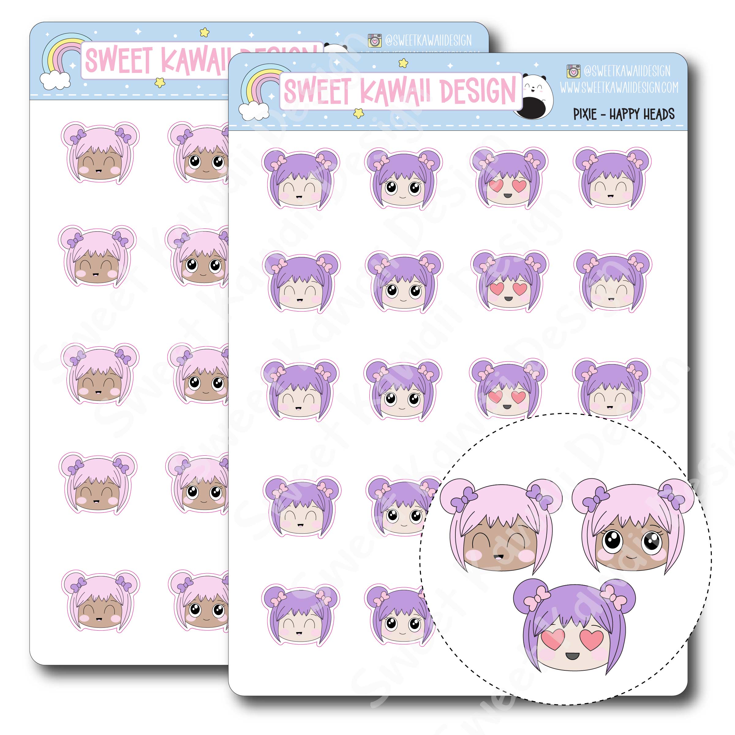 Kawaii Pixie Stickers - Happy Heads