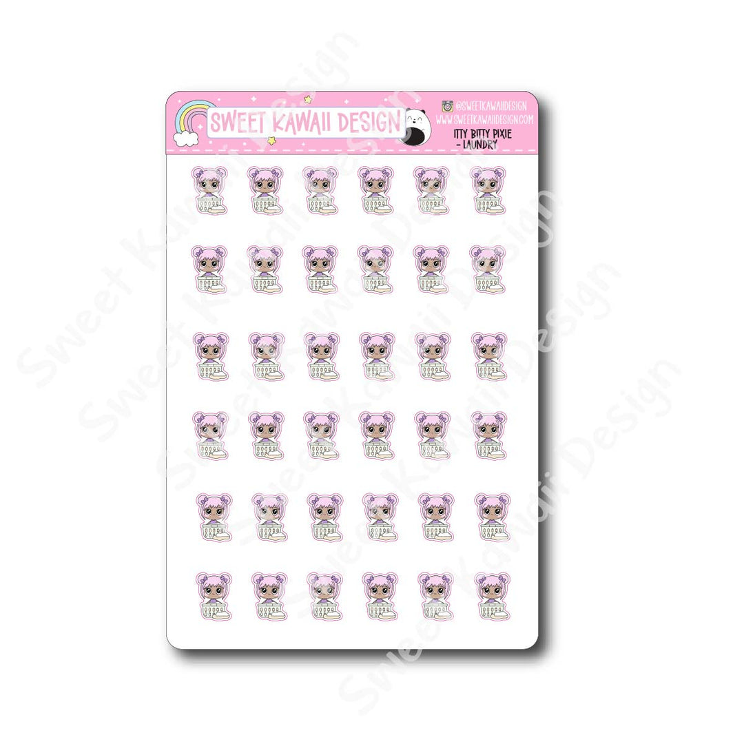 Kawaii Pixie Stickers - Laundry