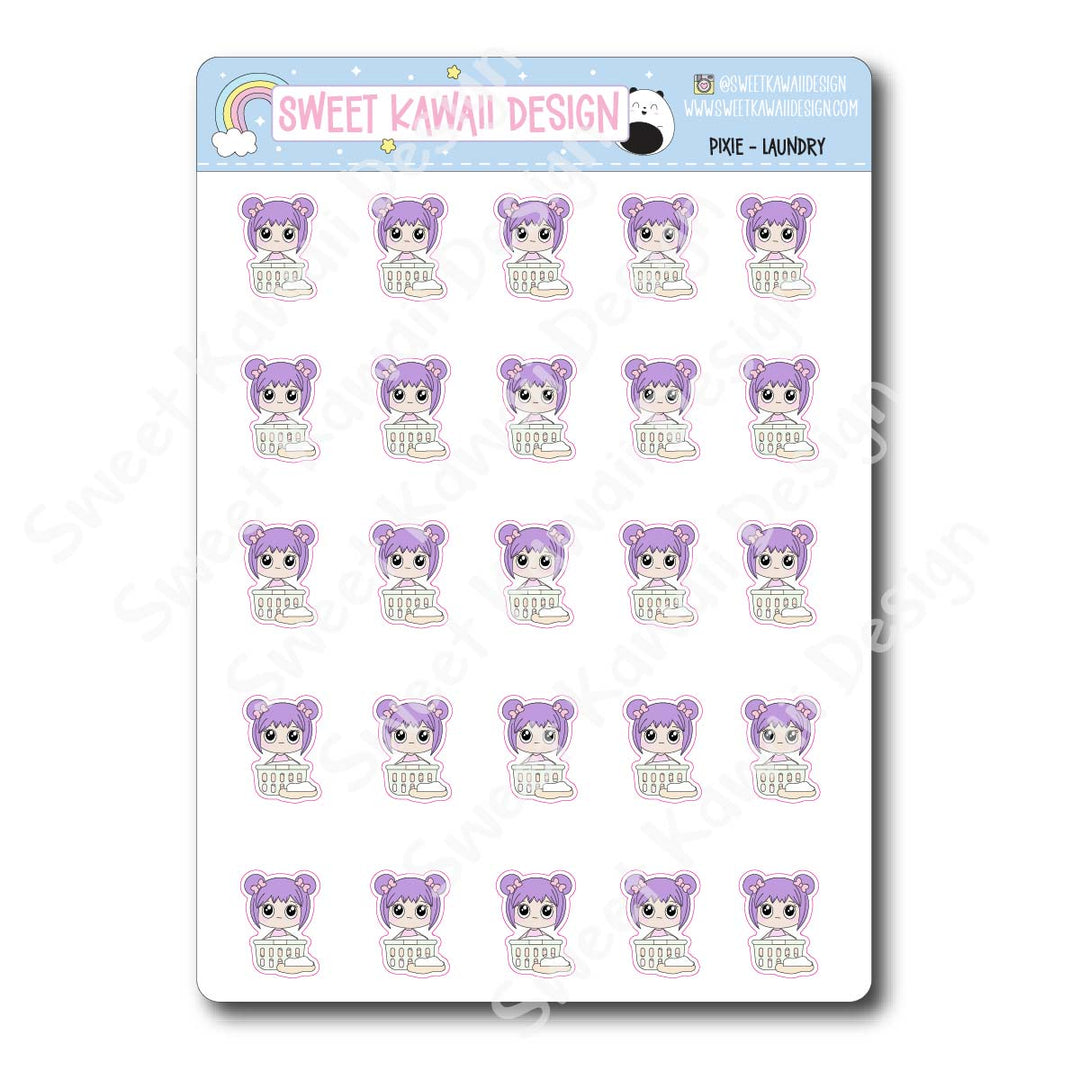 Kawaii Pixie Stickers - Laundry