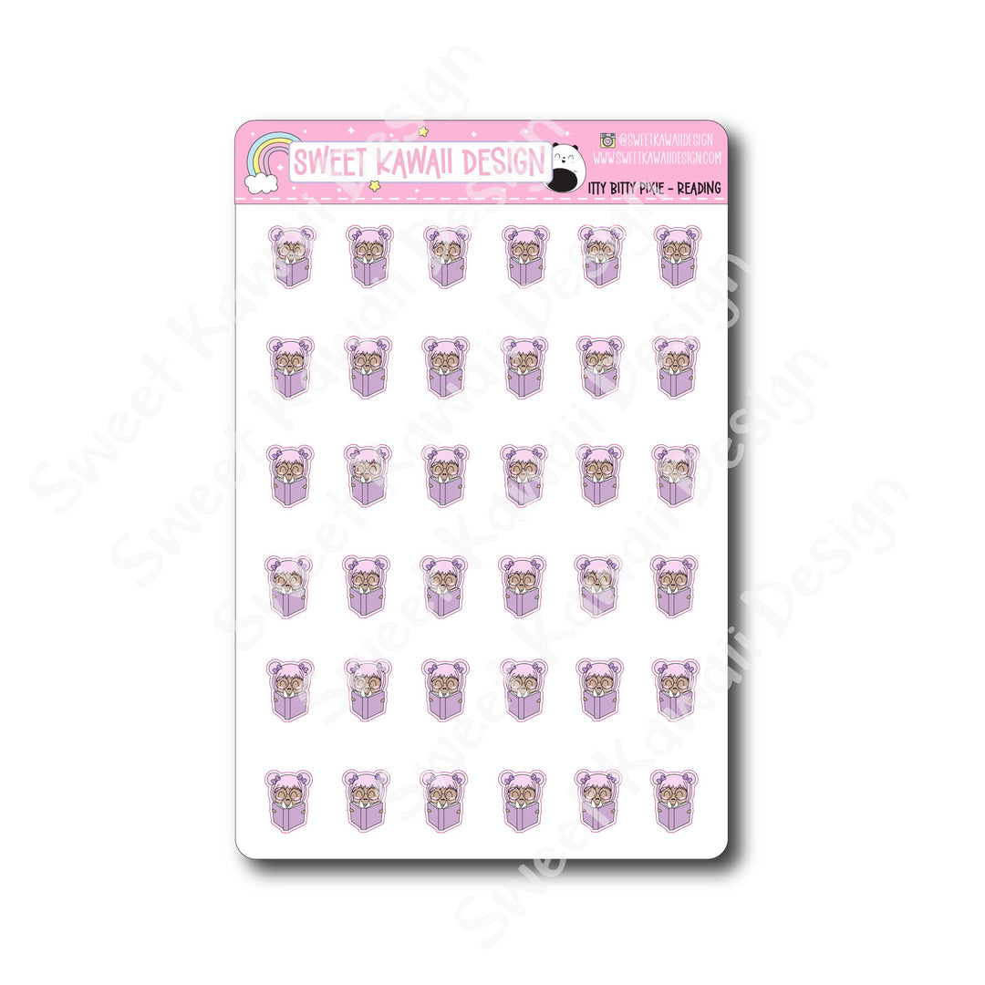 Kawaii Pixie Stickers - Reading