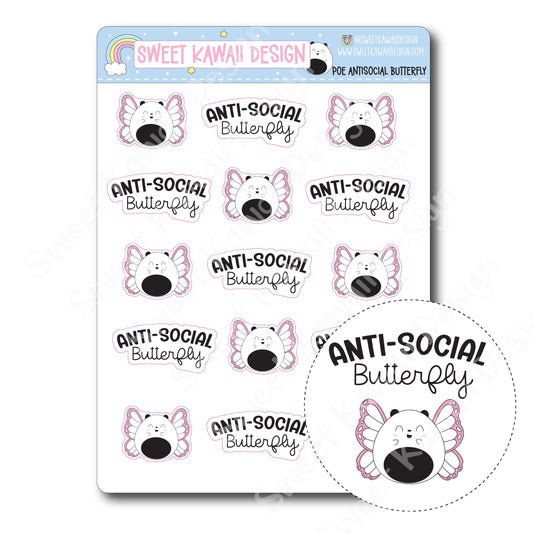 Kawaii Poe Stickers - Anti-social Butterfly