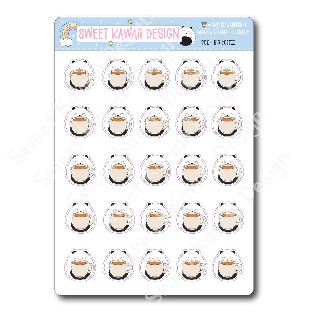 Kawaii Poe Stickers - Big Coffee