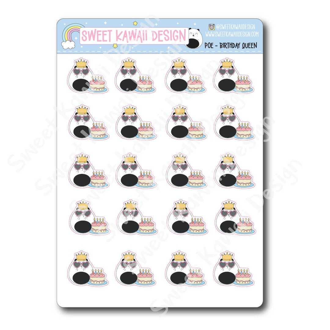 Kawaii Poe Stickers - Birthday Queen