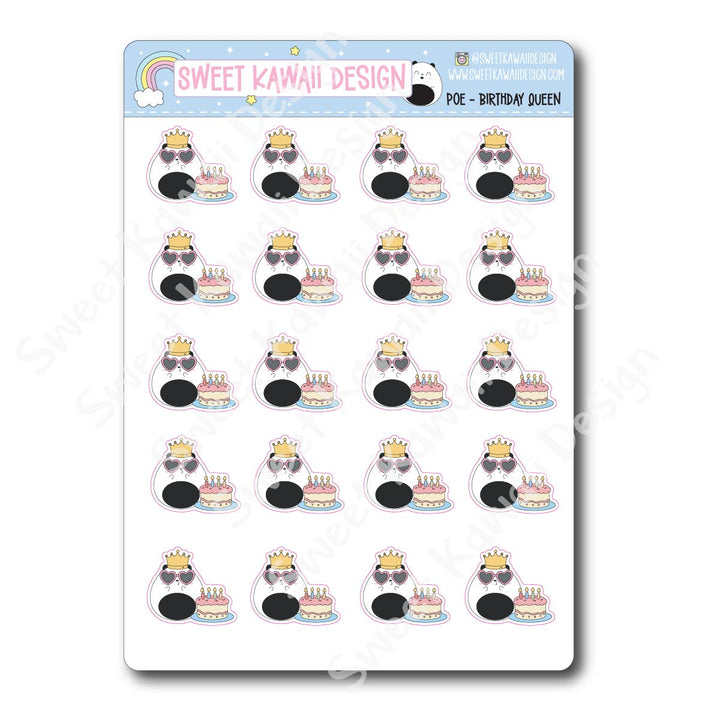Kawaii Poe Stickers - Birthday Queen