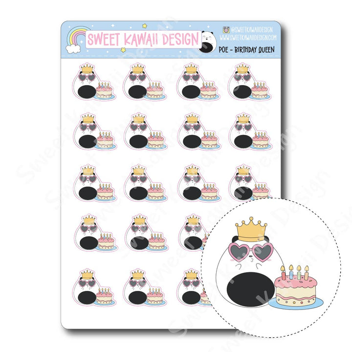 Kawaii Poe Stickers - Birthday Queen