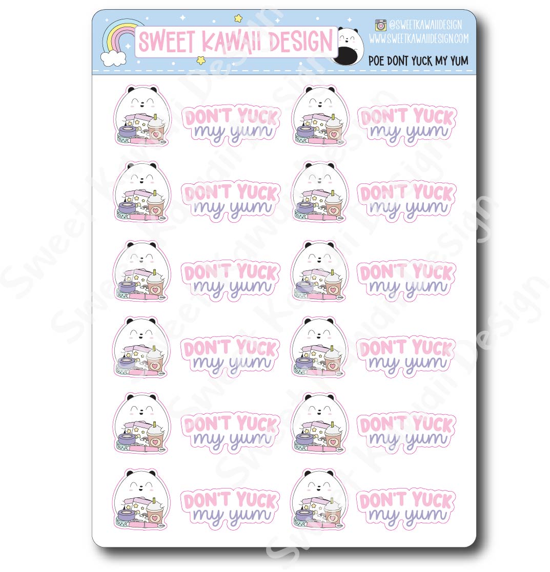 Kawaii Poe stickers - Don't Yuck My Yum