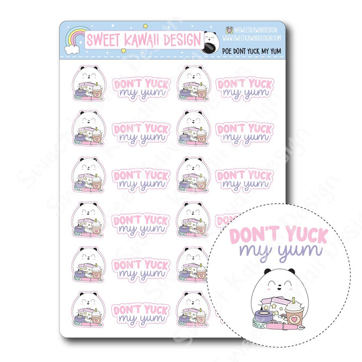 Kawaii Poe stickers - Don't Yuck My Yum