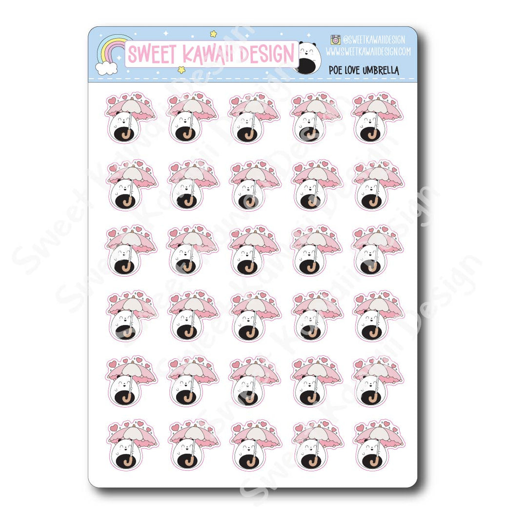 Kawaii Poe Stickers - Love Umbrella
