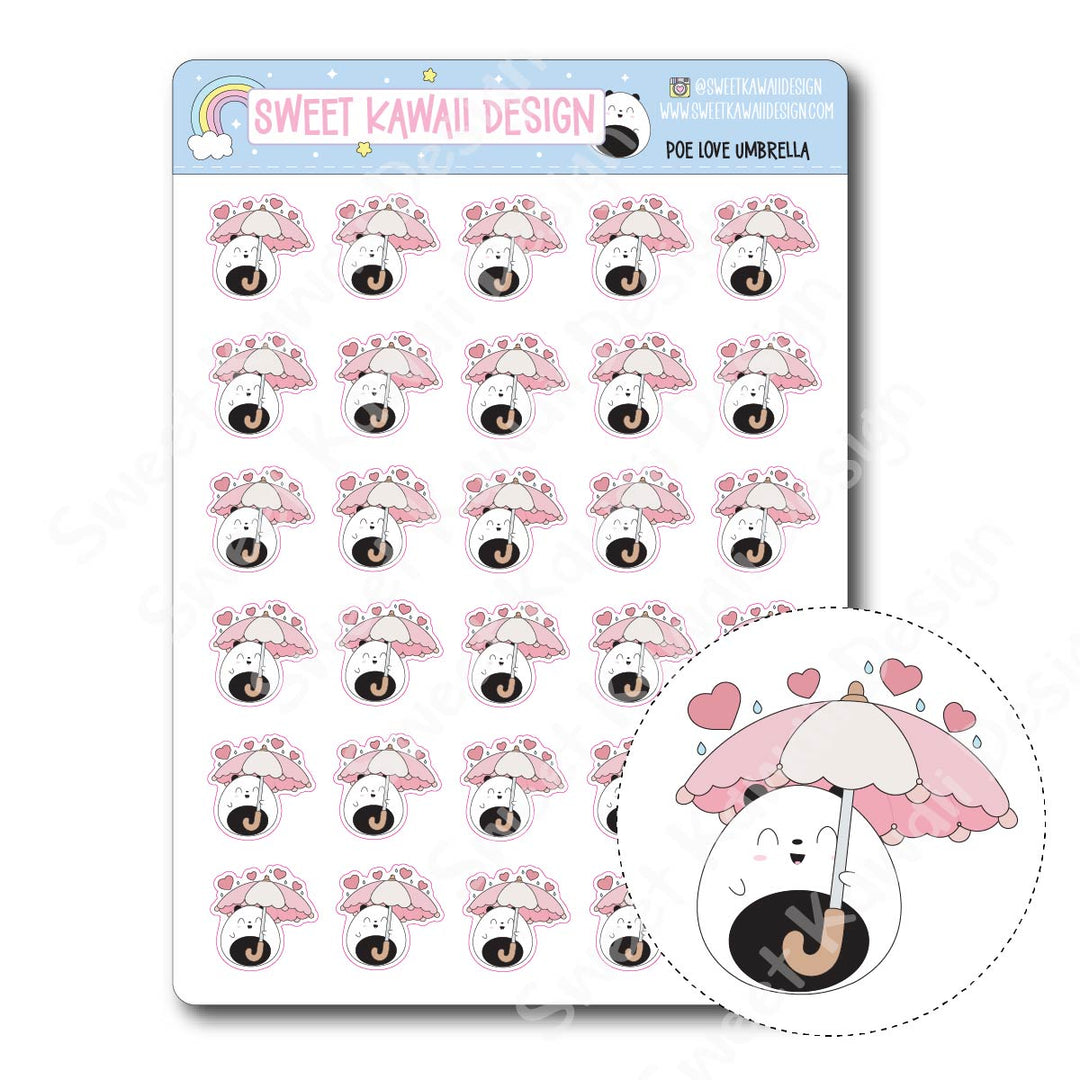 Kawaii Poe Stickers - Love Umbrella