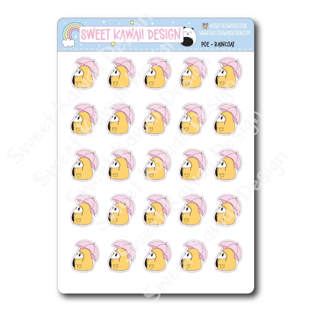 Kawaii Poe Stickers - Raincoat