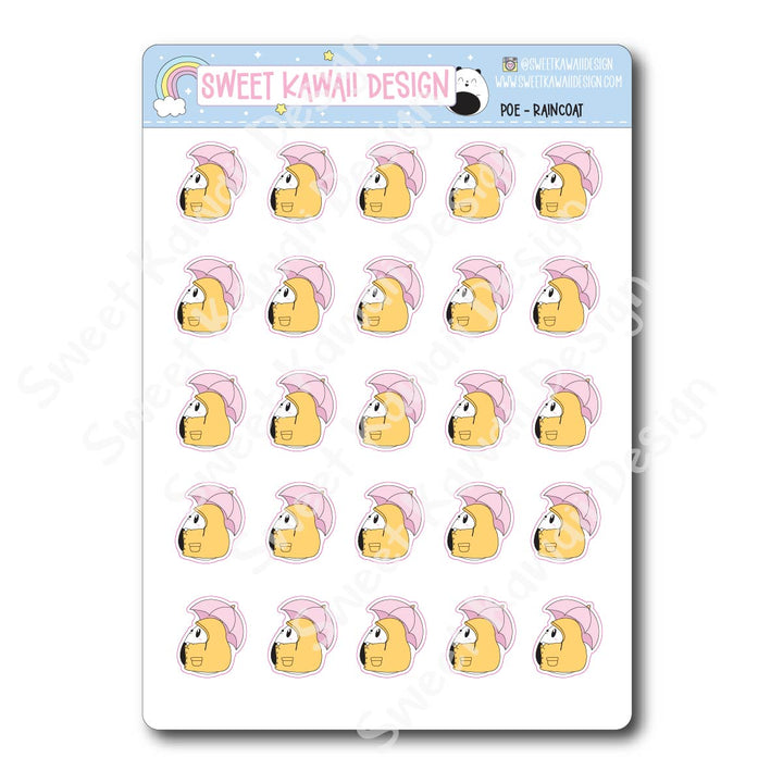 Kawaii Poe Stickers - Raincoat