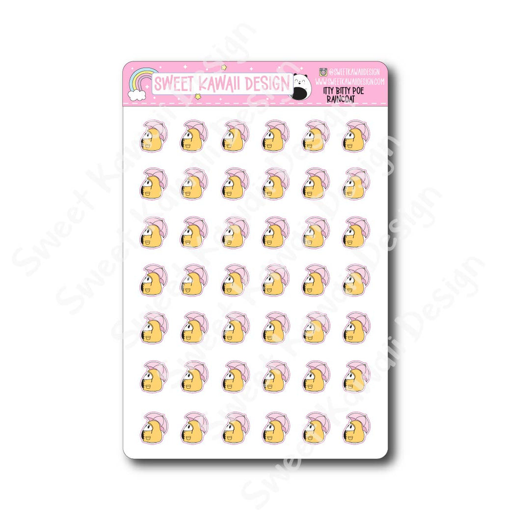 Kawaii Poe Stickers - Raincoat
