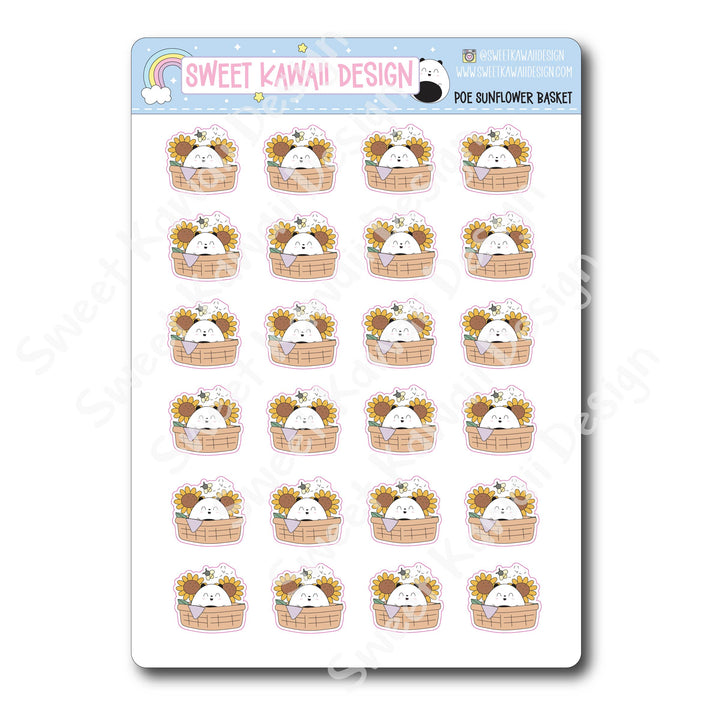 Kawaii Poe Stickers - Sunflower Basket