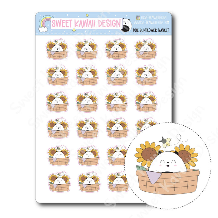 Kawaii Poe Stickers - Sunflower Basket