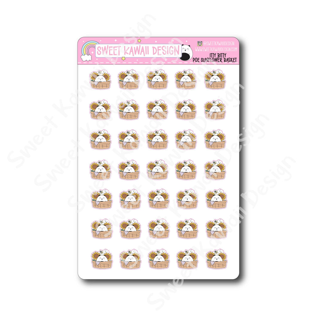 Kawaii Poe Stickers - Sunflower Basket