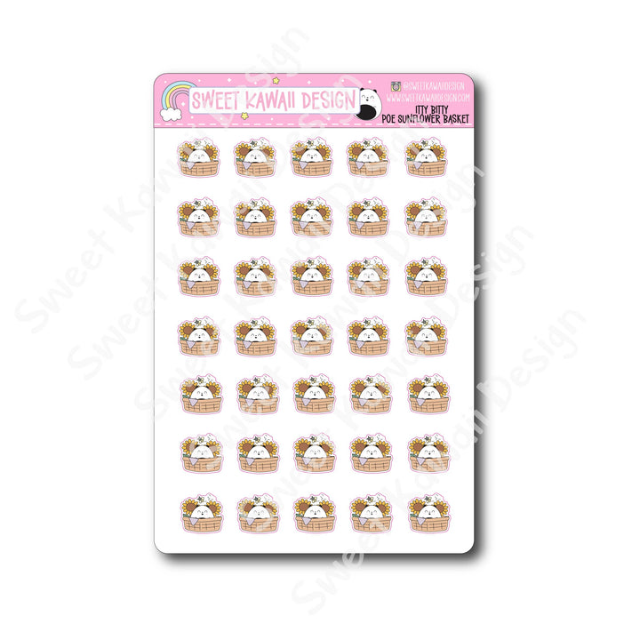 Kawaii Poe Stickers - Sunflower Basket