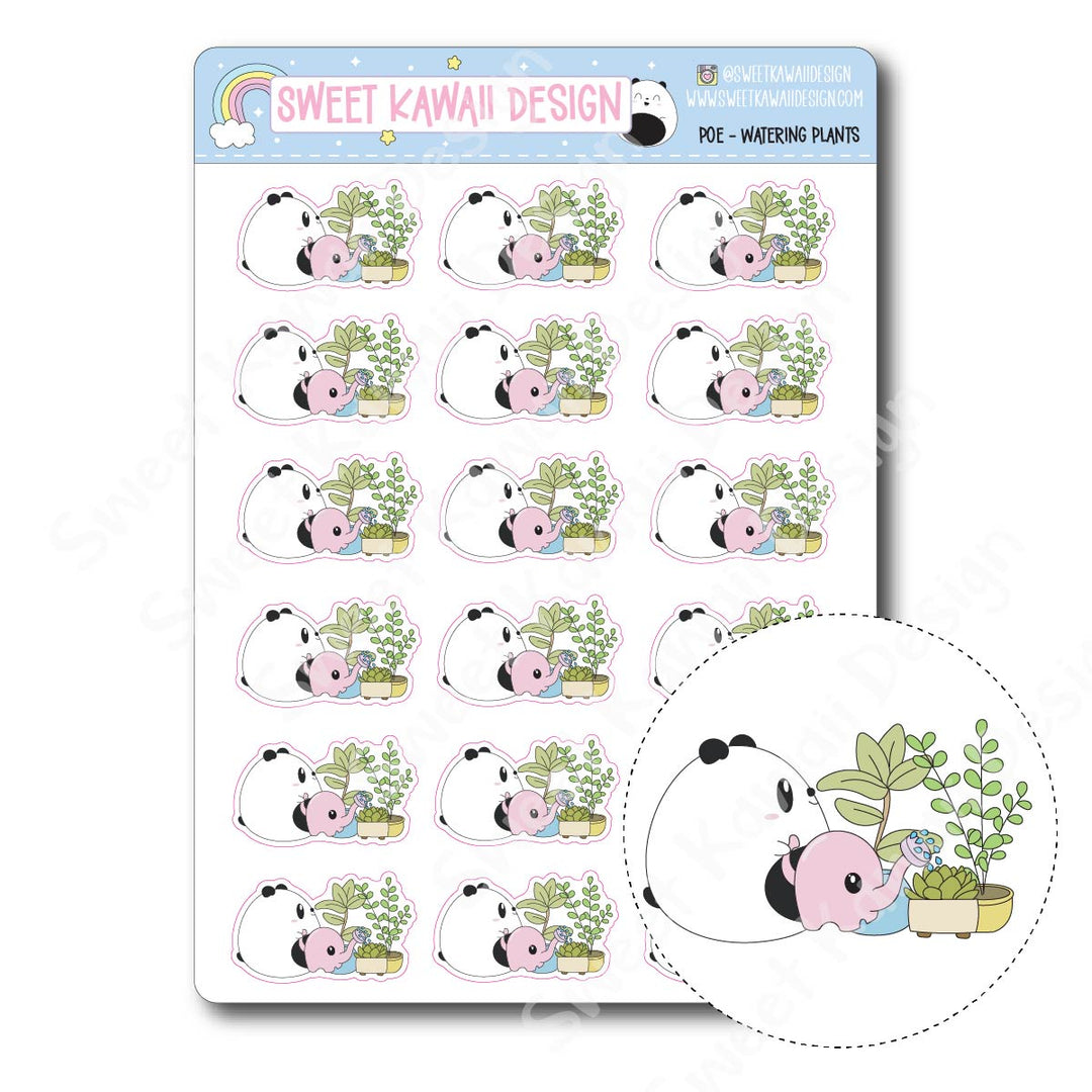 Kawaii Poe Stickers - Watering Plant