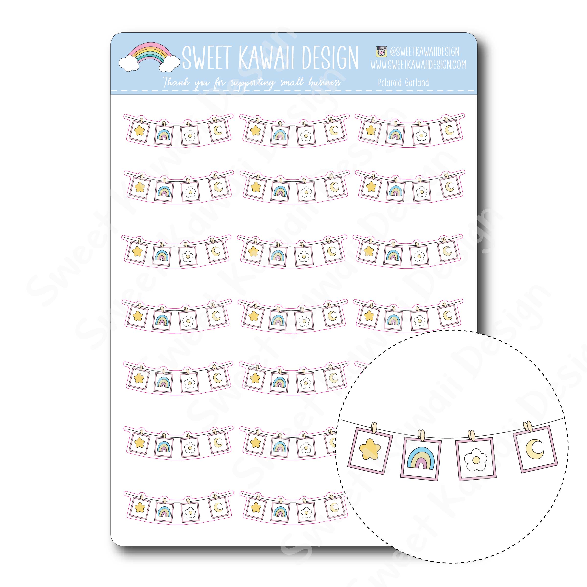 Kawaii Polaroid Garland Stickers
