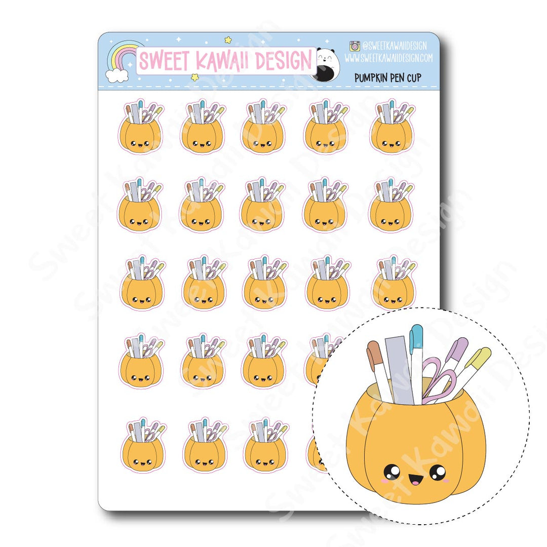 Kawaii Pumpkin Pen Cup Stickers