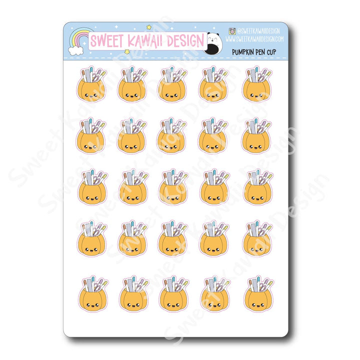 Kawaii Pumpkin Pen Cup Stickers