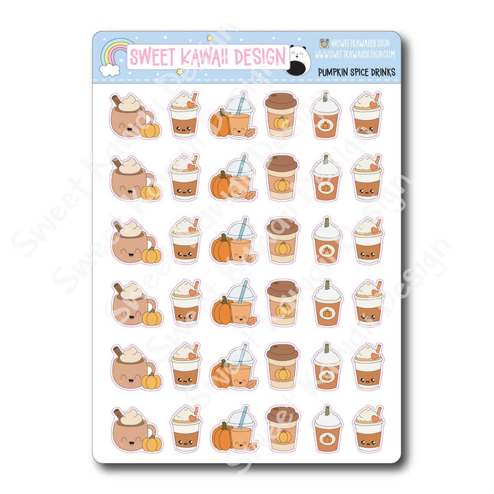 Kawaii Pumpkin Spice Drink Stickers