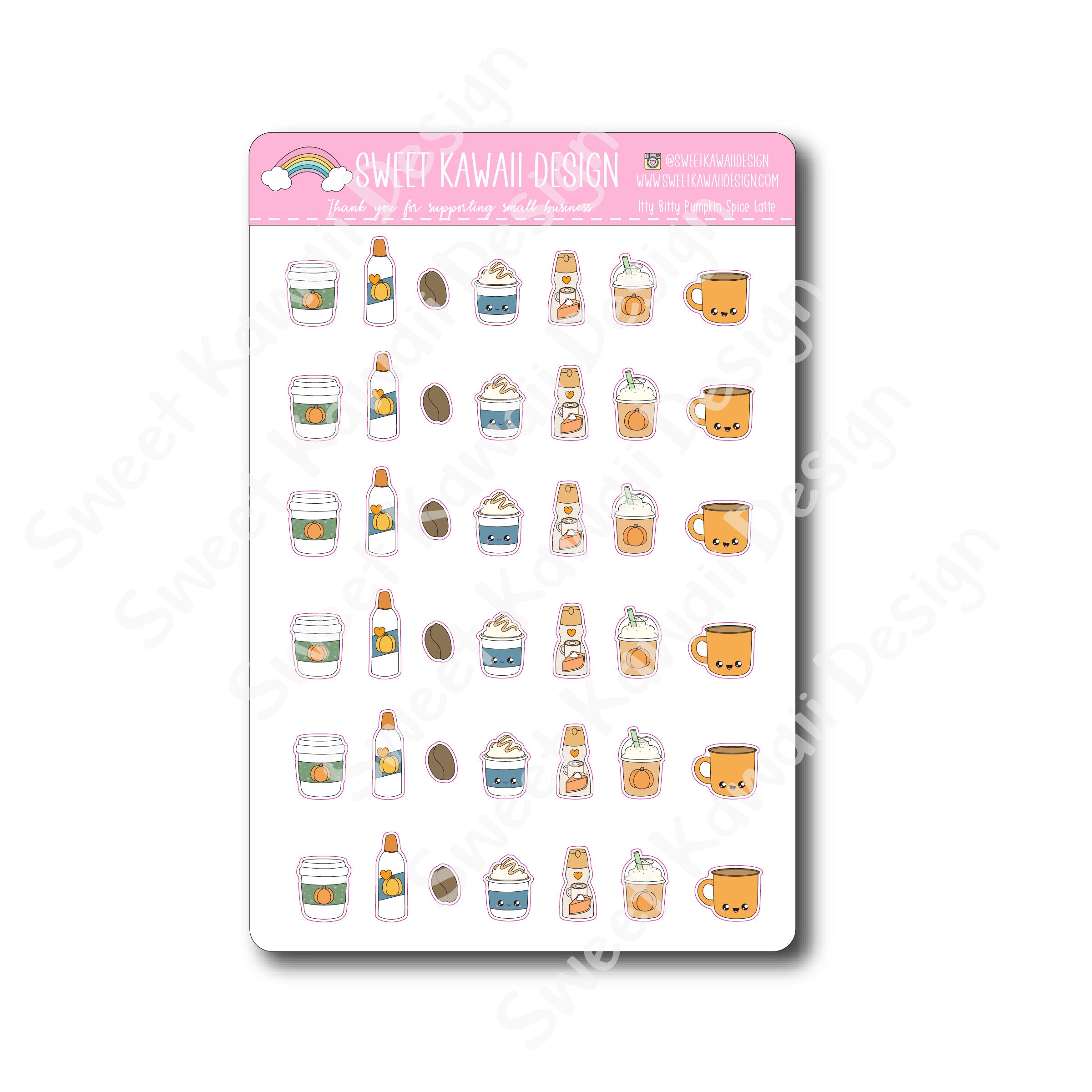 Kawaii Pumpkin Spice Latte Stickers