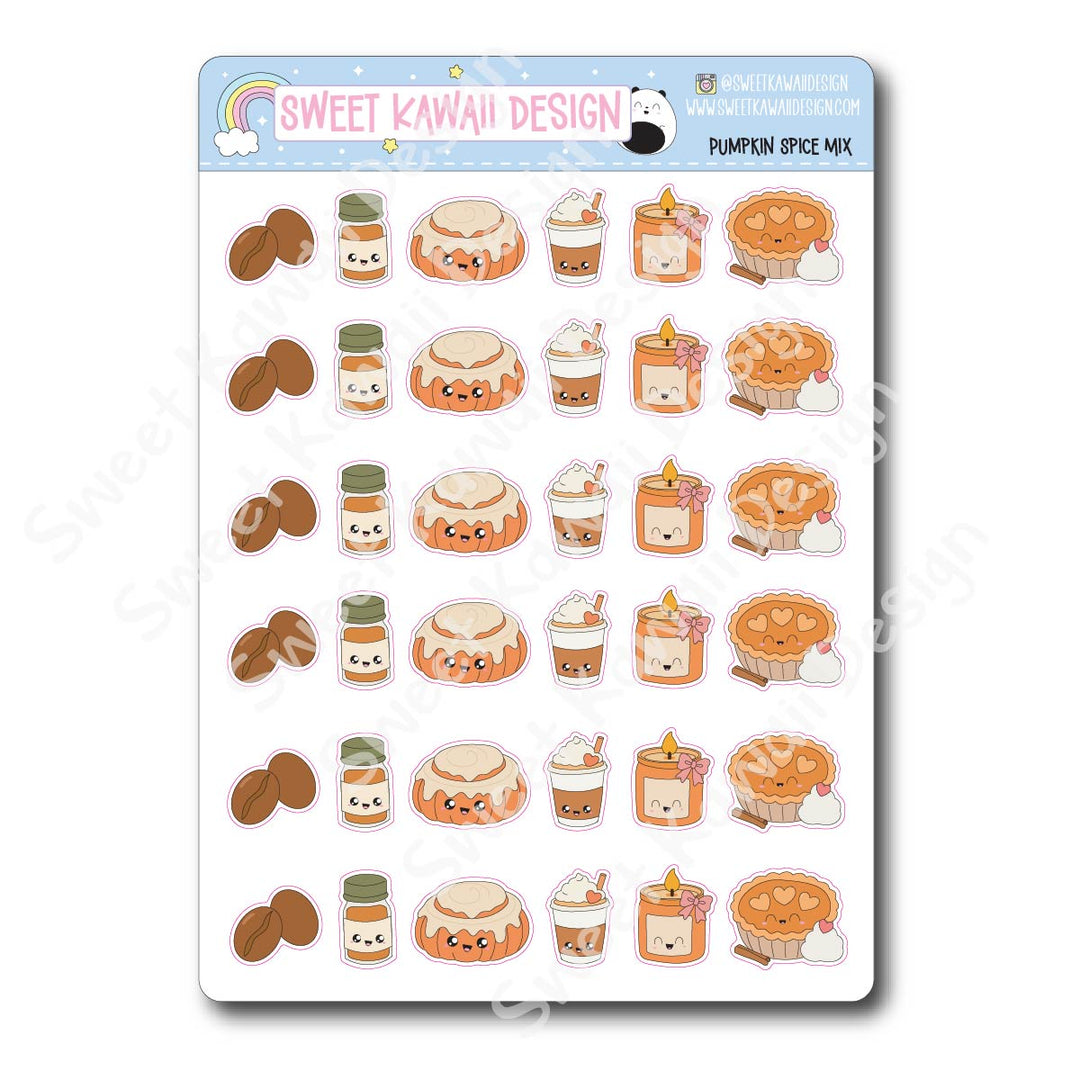 Kawaii Pumpkin Spice MIX Stickers