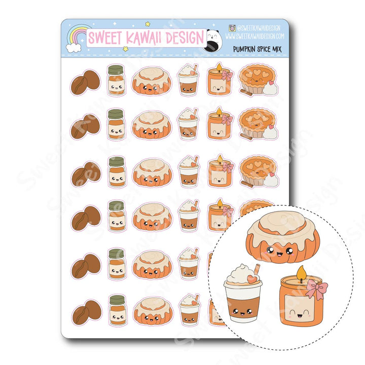 Kawaii Pumpkin Spice MIX Stickers