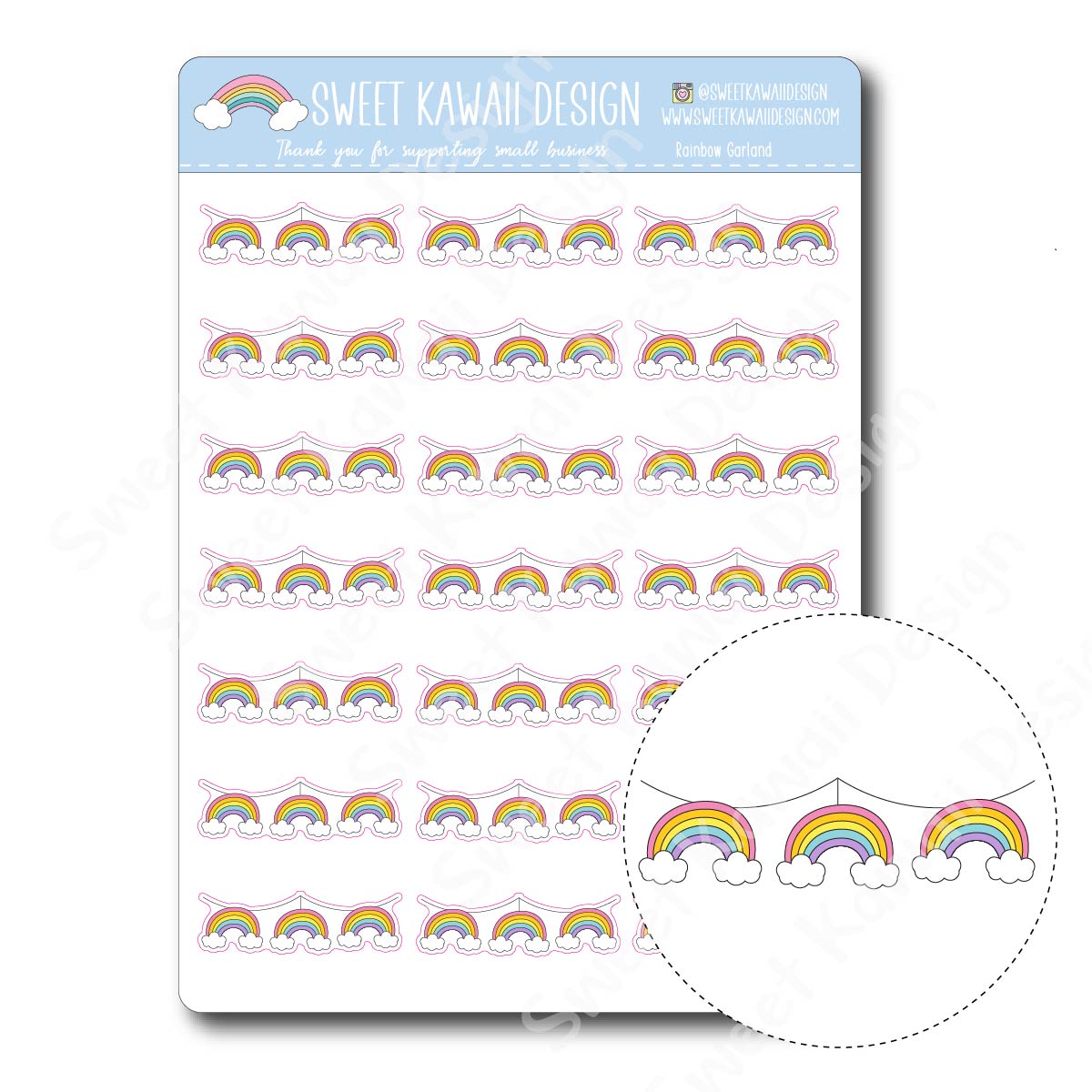 Kawaii Rainbow Garland Stickers