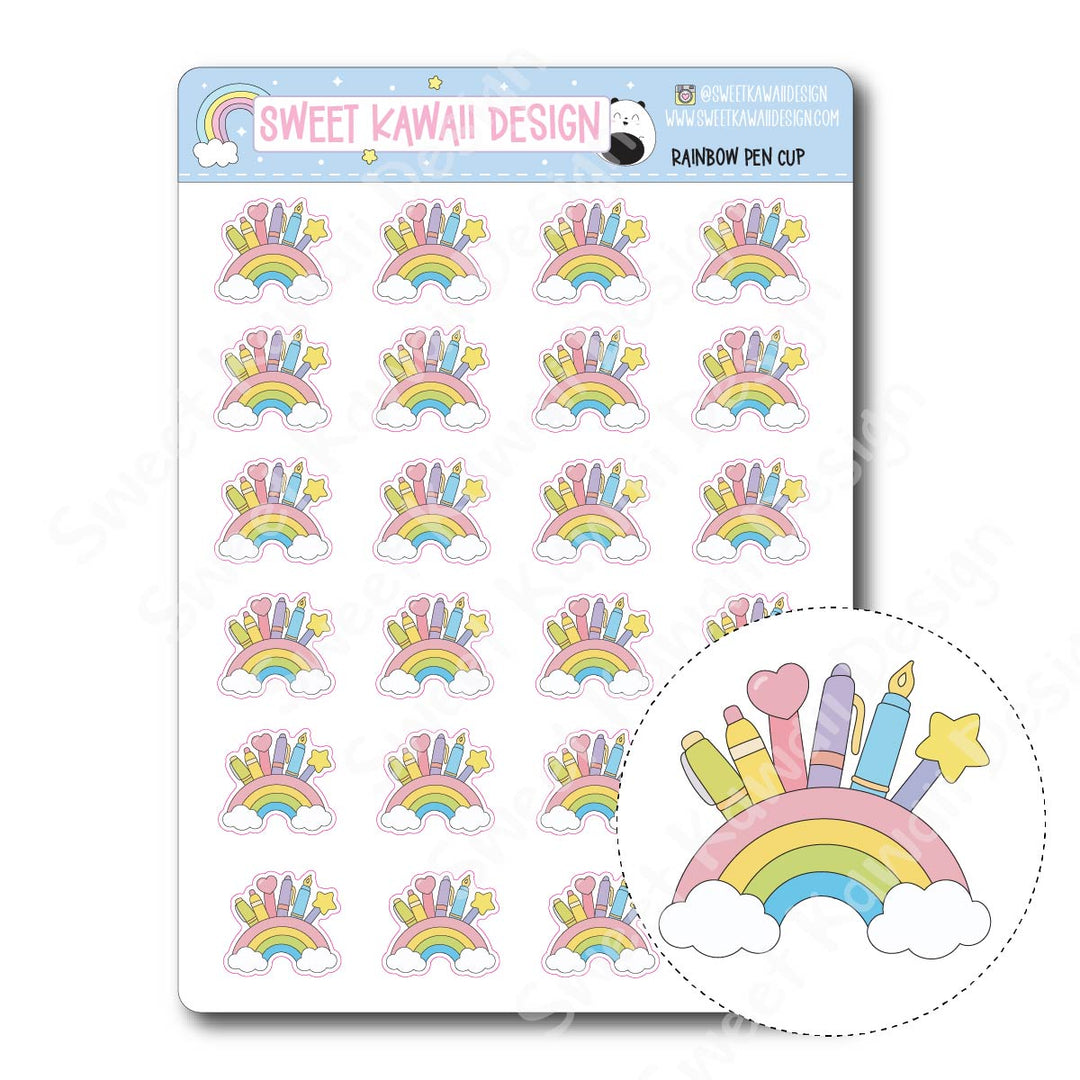Kawaii Rainbow Pen Cup Stickers