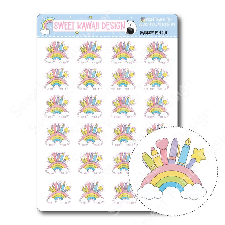 Kawaii Rainbow Pen Cup Stickers