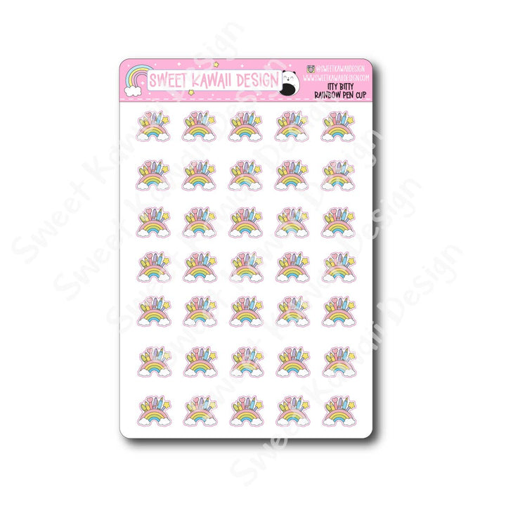 Kawaii Rainbow Pen Cup Stickers