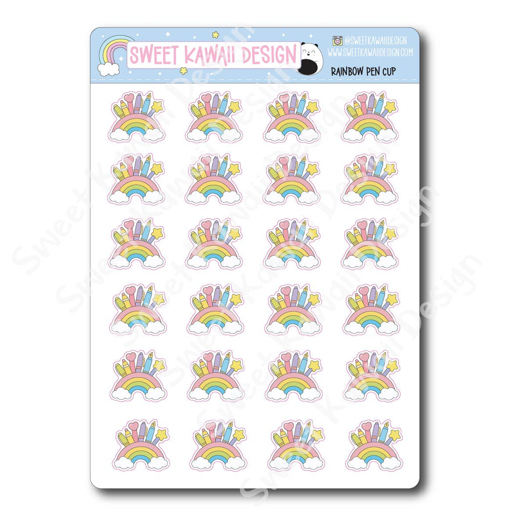 Kawaii Rainbow Pen Cup Stickers