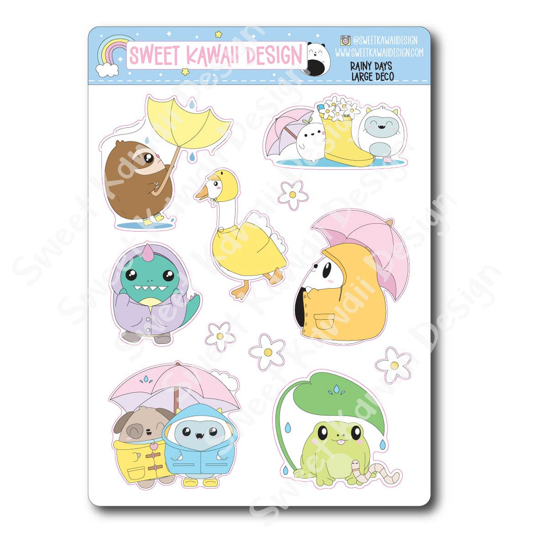 Kawaii Rainy Days Deco (LARGE) Stickers