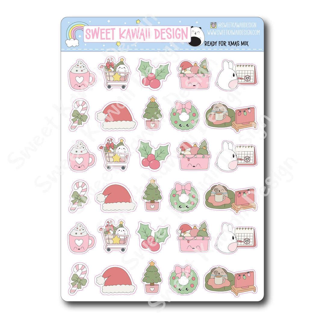 Kawaii Ready for Christmas Stickers - Mix