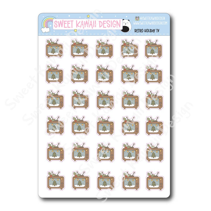 Kawaii Retro Holiday TV Stickers