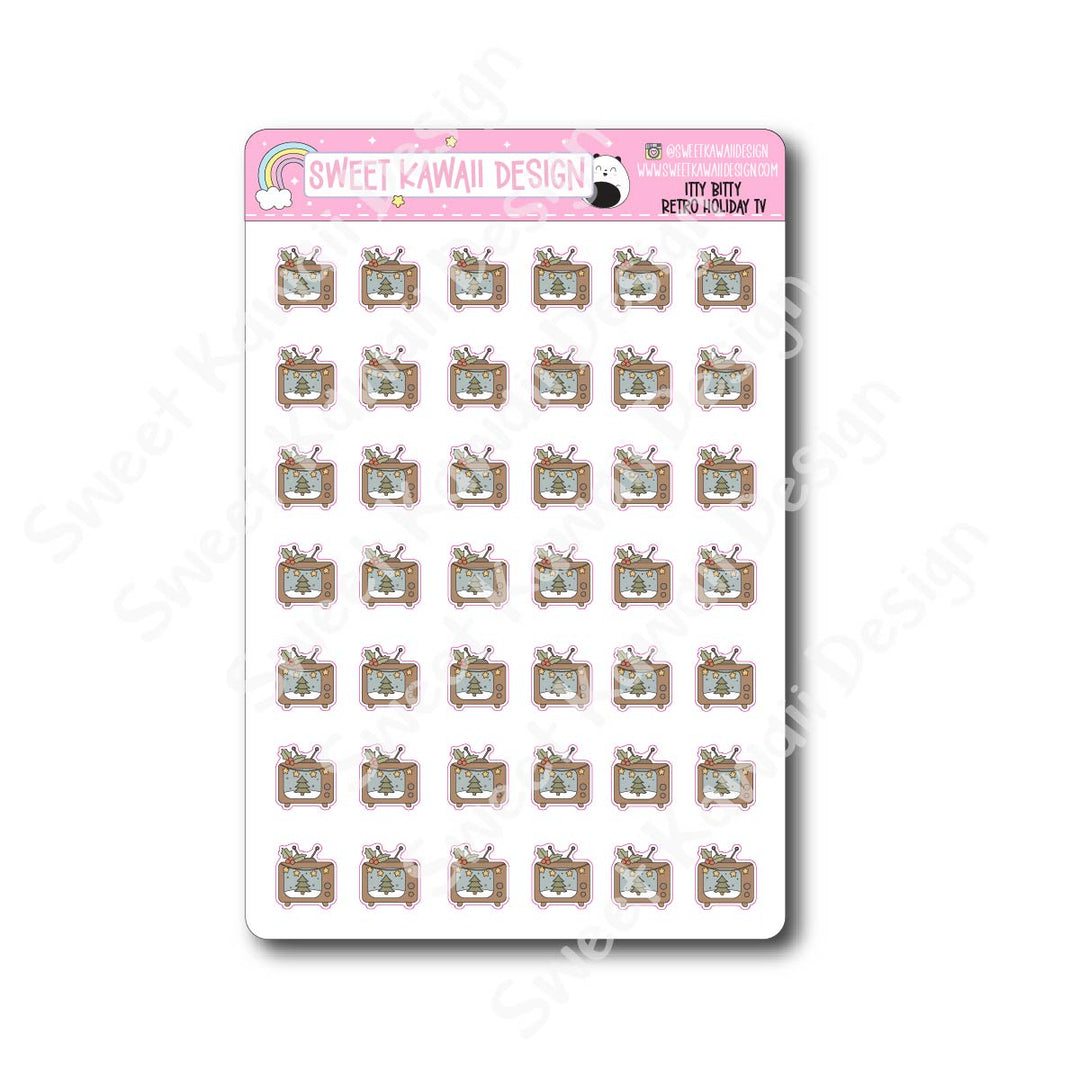 Kawaii Retro Holiday TV Stickers
