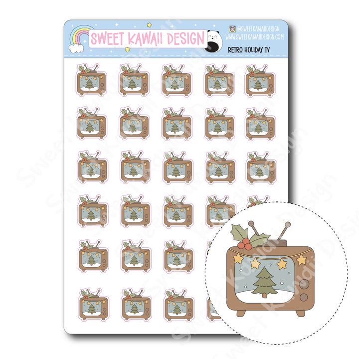 Kawaii Retro Holiday TV Stickers