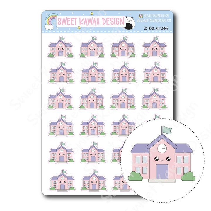 Kawaii School Building Stickers