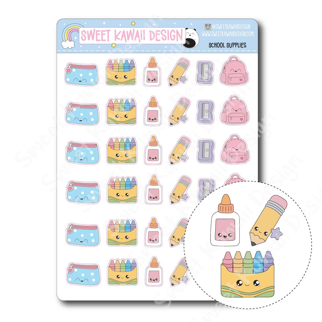 Kawaii School Supplies Stickers