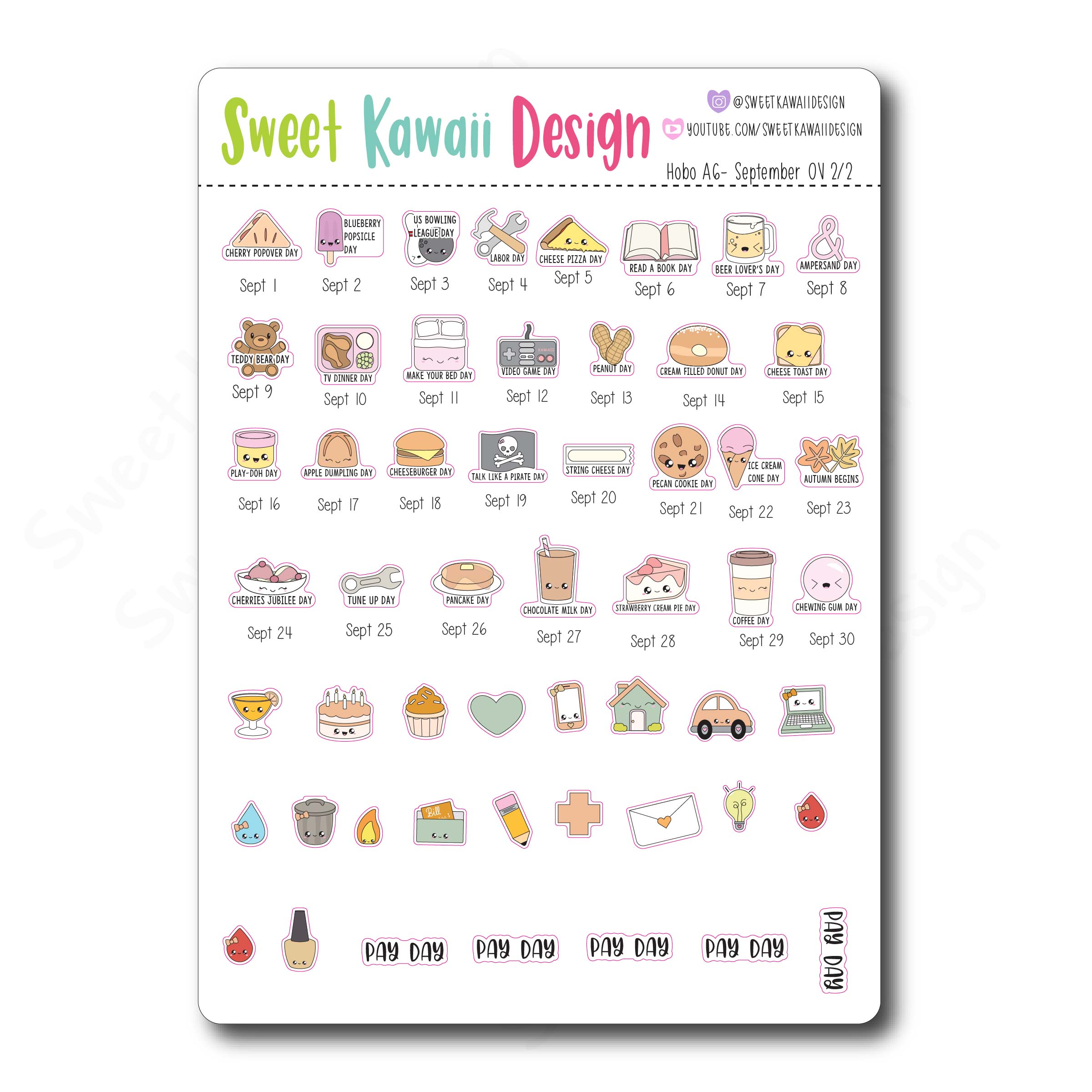 September 2023 Monthly Overview Stickers - Hobo A6